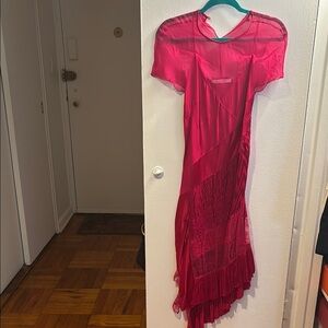 Givenchy lace silk fuchsia dress Size 36/4/S